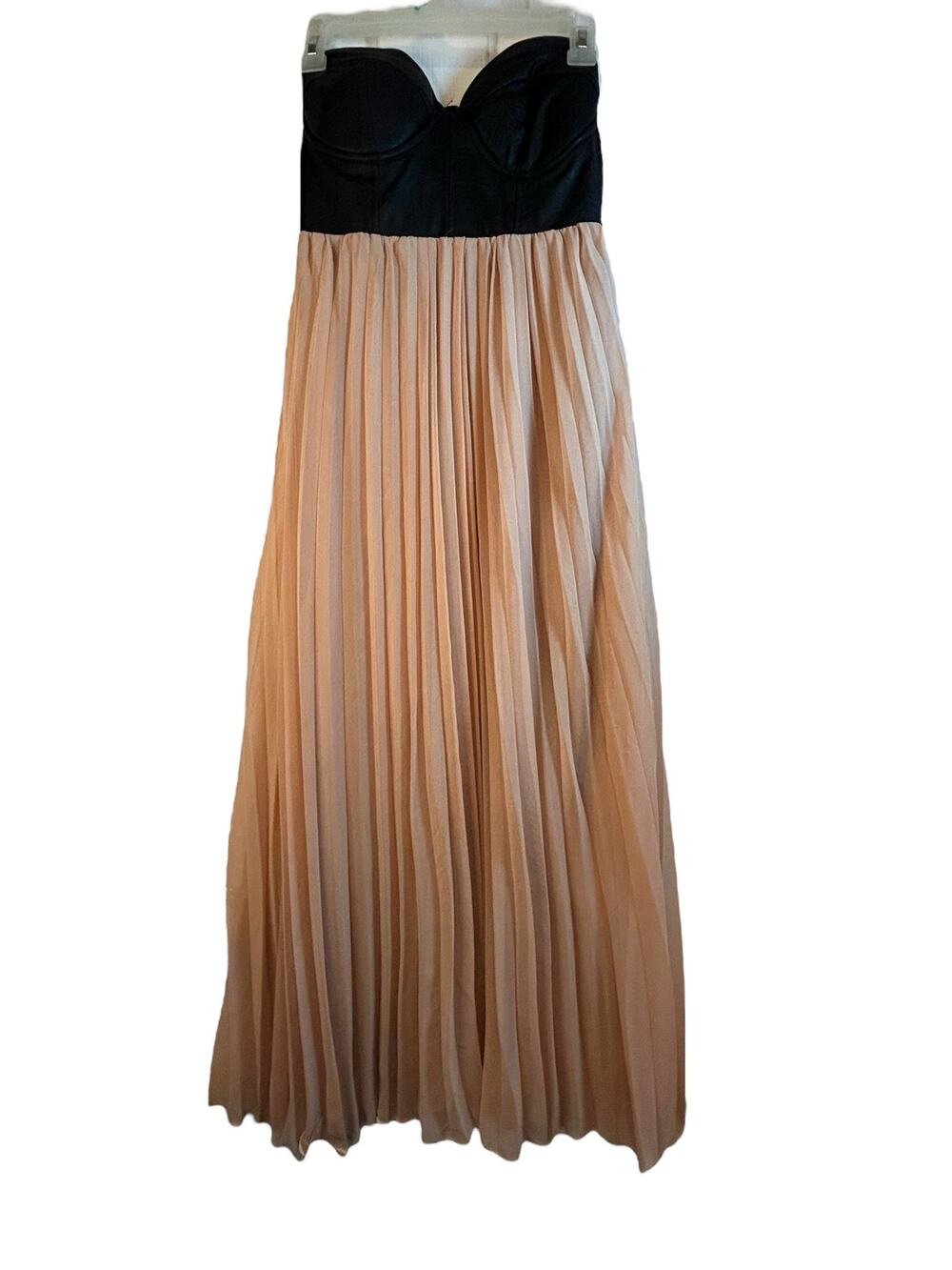 Reverse Black Faux Leather Bustier with Pink Pleated Skirt Dress - Size M